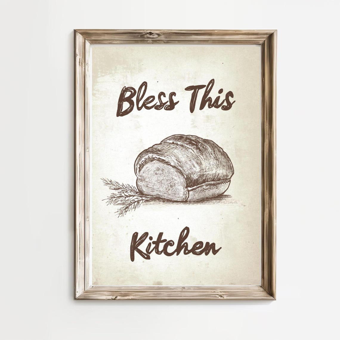 Bless This Kitchen Rustic Bread Loaf Vintage Farmhouse Art Poster