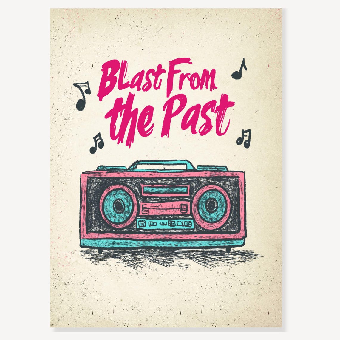 Classic Blast From the Past Retro Boombox Music Quote Poster - Image 2