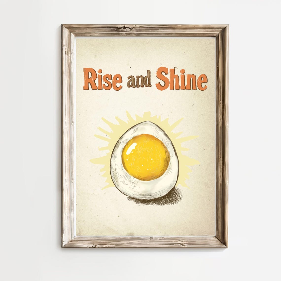 Rise And Shine Sunny Side Egg Breakfast Vintage Kitchen Art Poster
