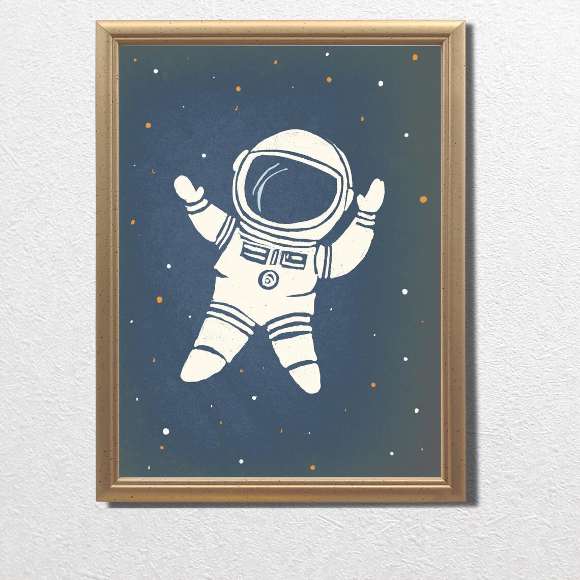 Vintage White Astronaut Floating in Space Nursery Art Poster - Image 3