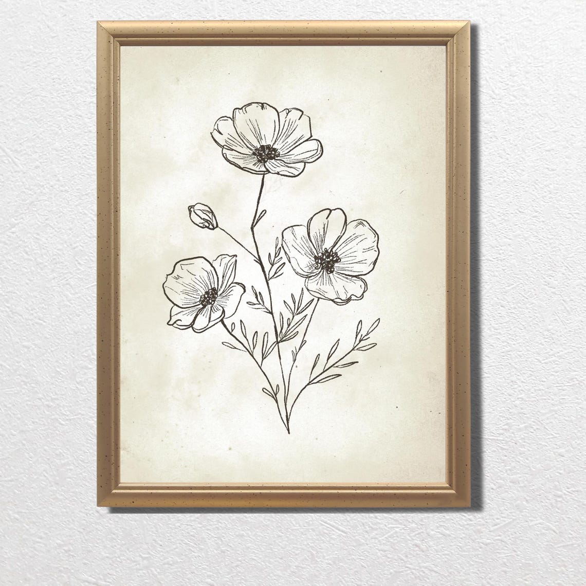 Wildflower Botanical Line Drawing Minimalist Ink Sketch Art Poster - Image 4