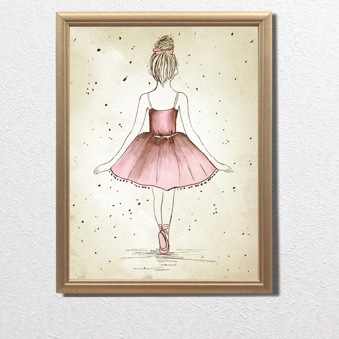 Classic Vintage Ballerina Pink Tutu Sketch Girls Room Poster