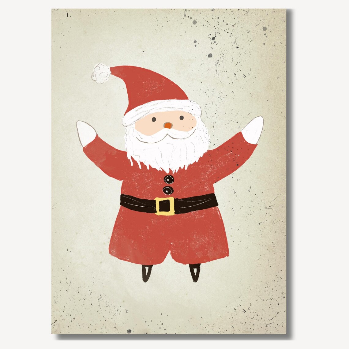 Santa Claus with Gold Buckle Belt Vintage Christmas Art Print - Image 2