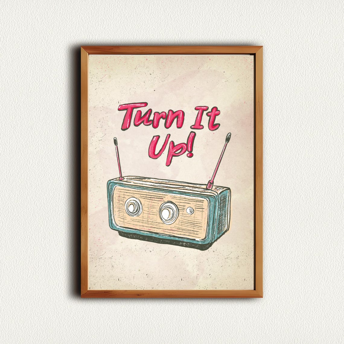 Turn It Up Classic Vintage Radio Fun Retro Music Quote Poster - Image 4