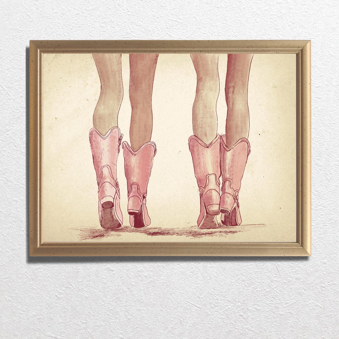 Coastal Cowgirl Vintage Poster Print Pink Cowgirl Boots Trendy Preppy Cowgirl Dorm Room Wall Art Decordigital - Image 3
