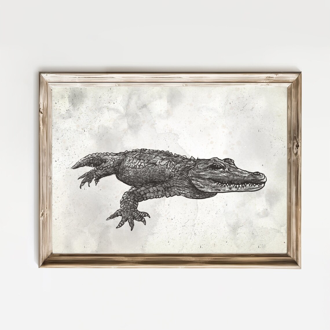 Safari Crocodile Wildlife Sketch Vintage Nursery Animal Poster