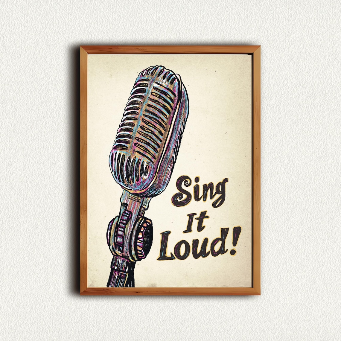Sing It Loud Bold Vintage Microphone Retro Music Quote Poster - Image 4