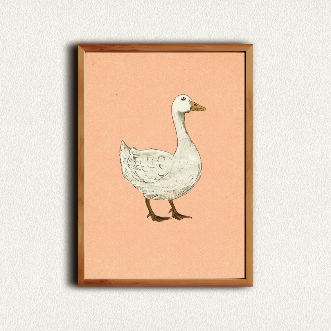 White Goose Nursery Sketch Blush Pink Background Farmhouse Poster - Image 2