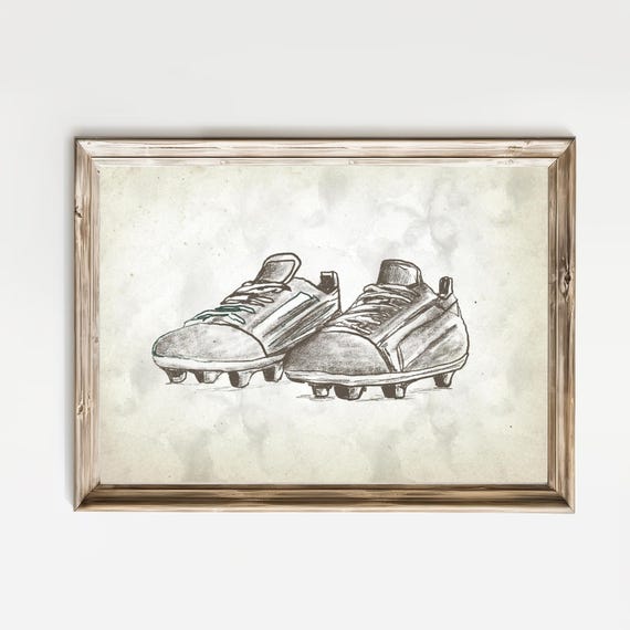 Vintage Soccer Nursery Print Football Kids Room Sketch Sports Gallery Wall Gender Neutral Football Boots Prints Boys Room