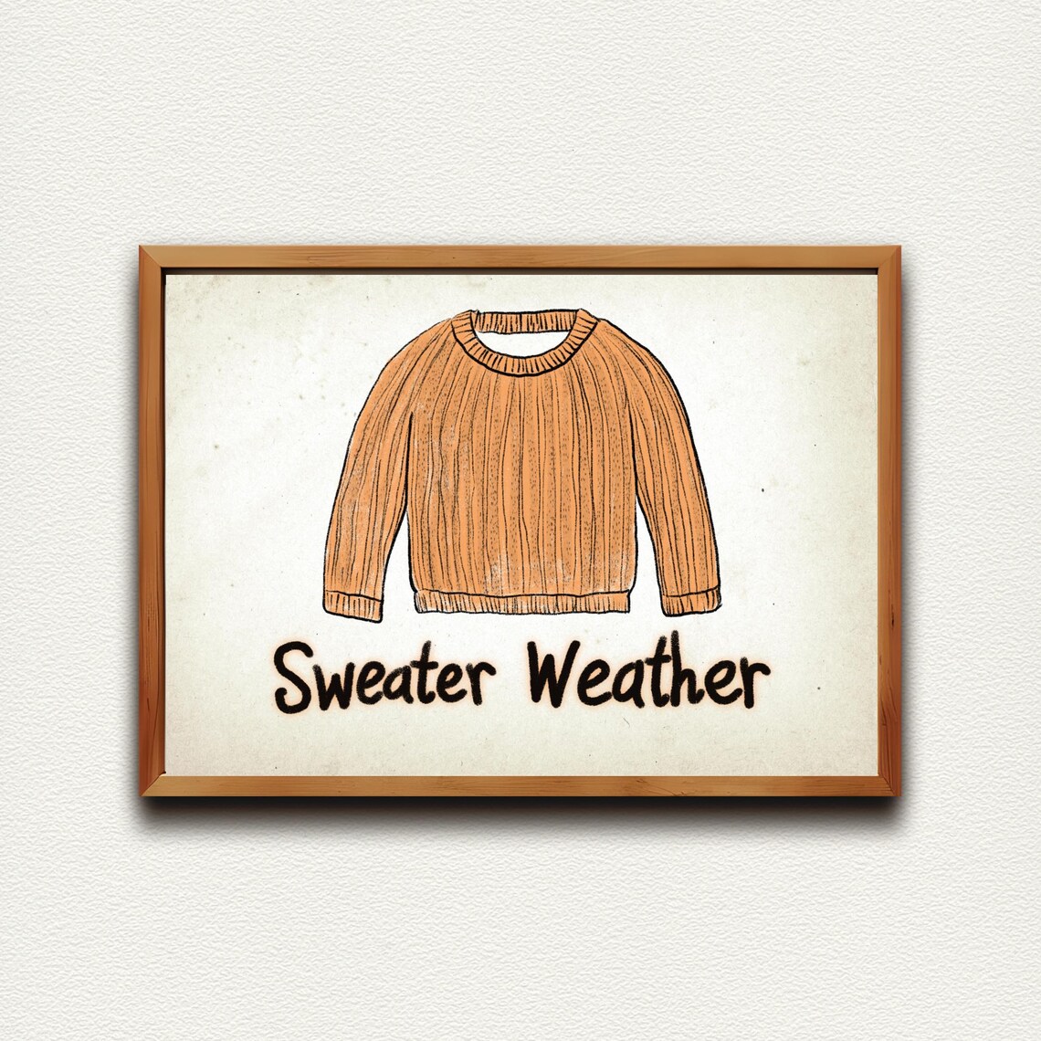 Sweater Weather Cozy Ribbed Orange Sweater Fall Quote Poster - Image 3