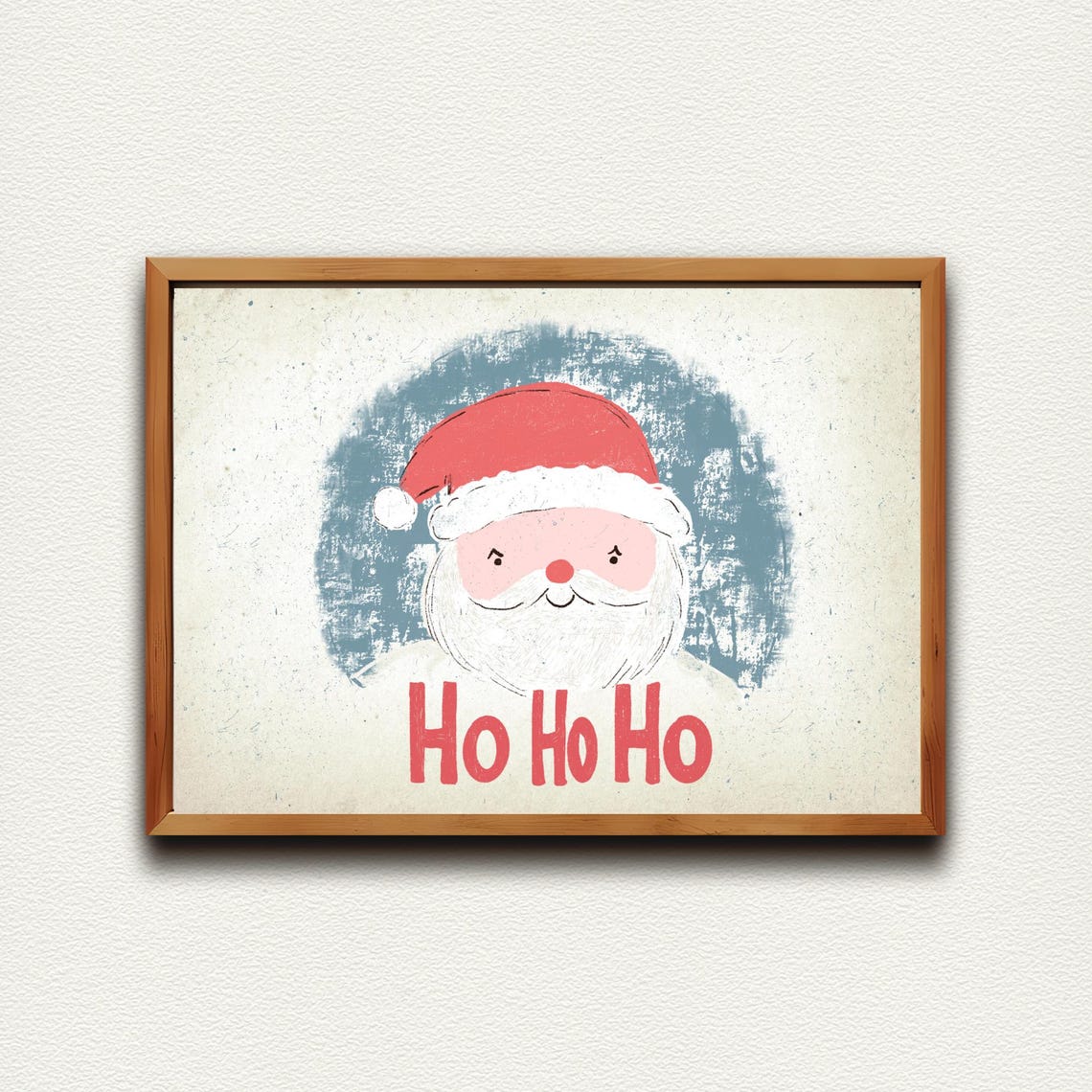 Whimsical Smiling Santa Face Ho Ho Ho Nursery Christmas Wall Art - Image 4
