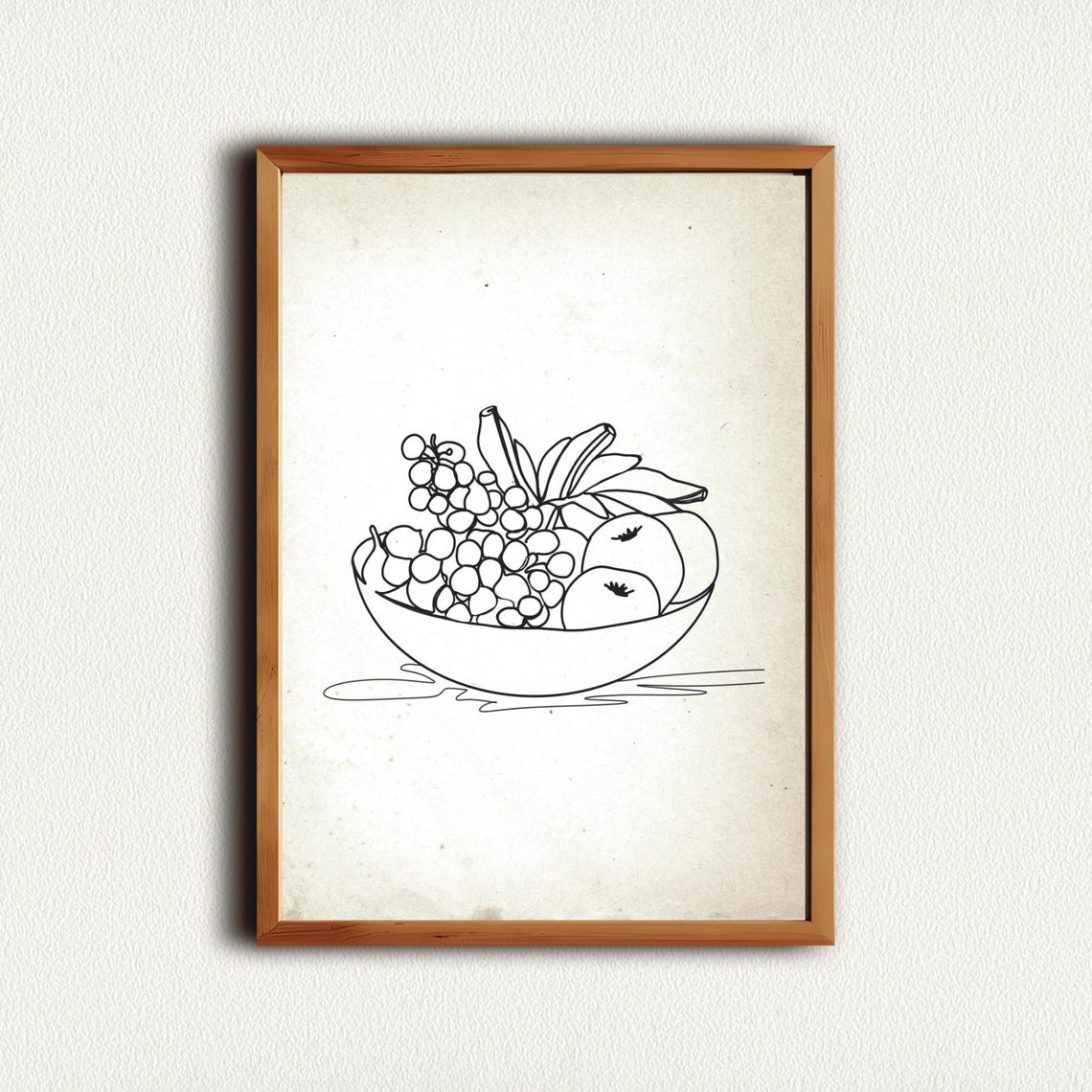 Minimalist Line Art Fruit Bowl Grapes Apples Kitchen Decor Poster - Image 4