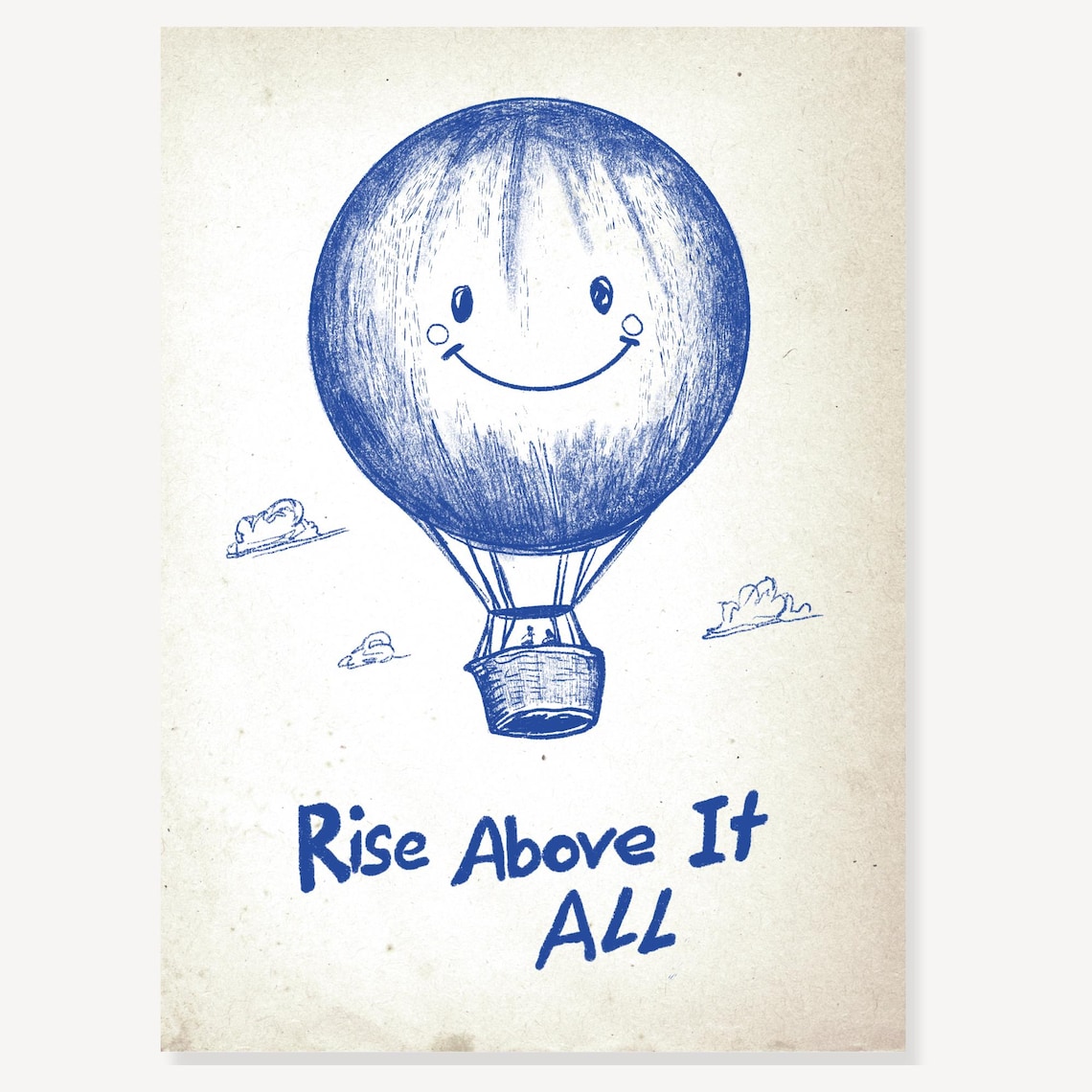 Rise Above It All Smiling Hot Air Balloon Motivational Quote Poster - Image 2