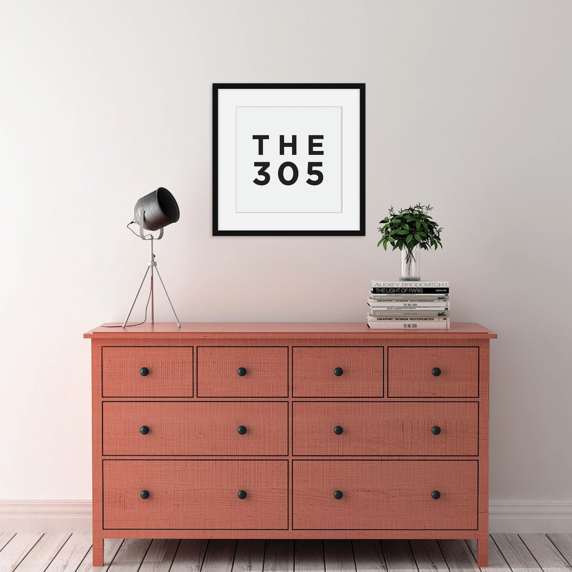 The 305 Miami Area Code Typography Poster Bold Black on White Art - Image 2