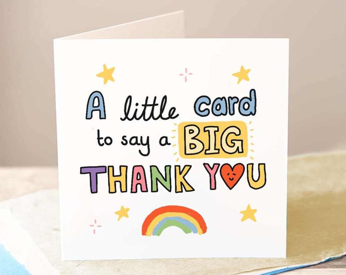 Little Card To Say A Big Thank You Greeting Card Thank You Card Personalised Message Card Cute Handmade Cards Thank You Doodle Cards