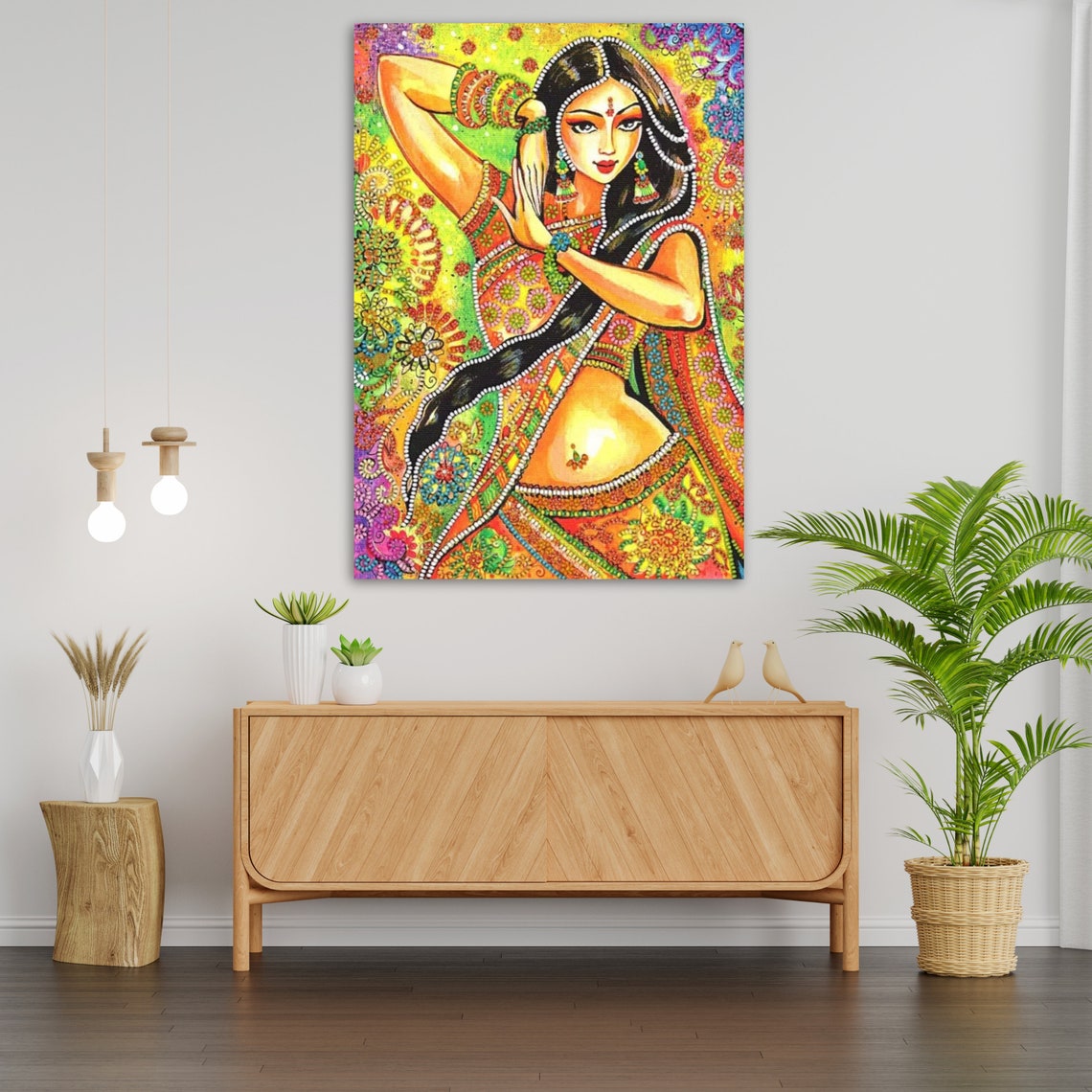 Indian Dancer Woman Wall Art Print Ready To Hang Decor India Inspired - Image 2