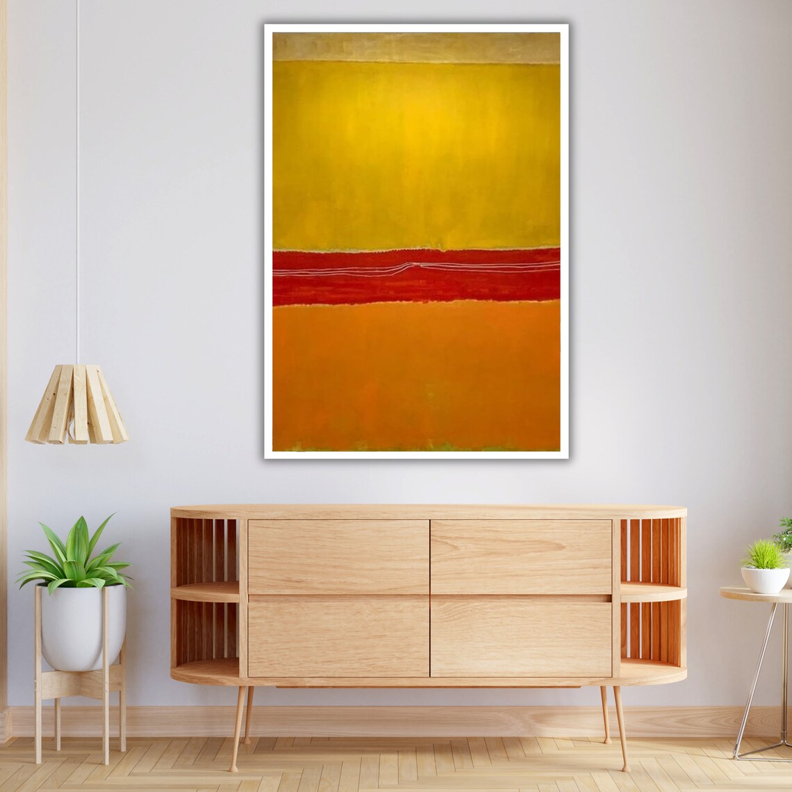 Abstract Yellow Red Orange Color Blocks Minimalist Modern Wall Art - Image 3