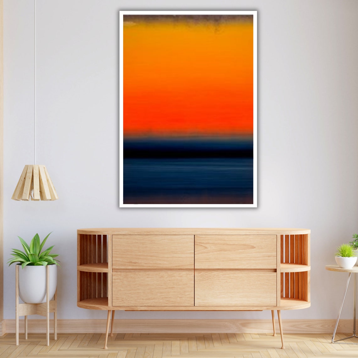 Abstract Orange Crimson Navy Gradient Color Field Modern Art Print - Image 3