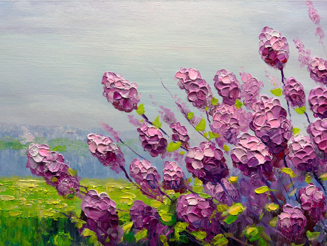 Purple Wildflower Meadow Lavender Field Impressionist Poster - Image 2