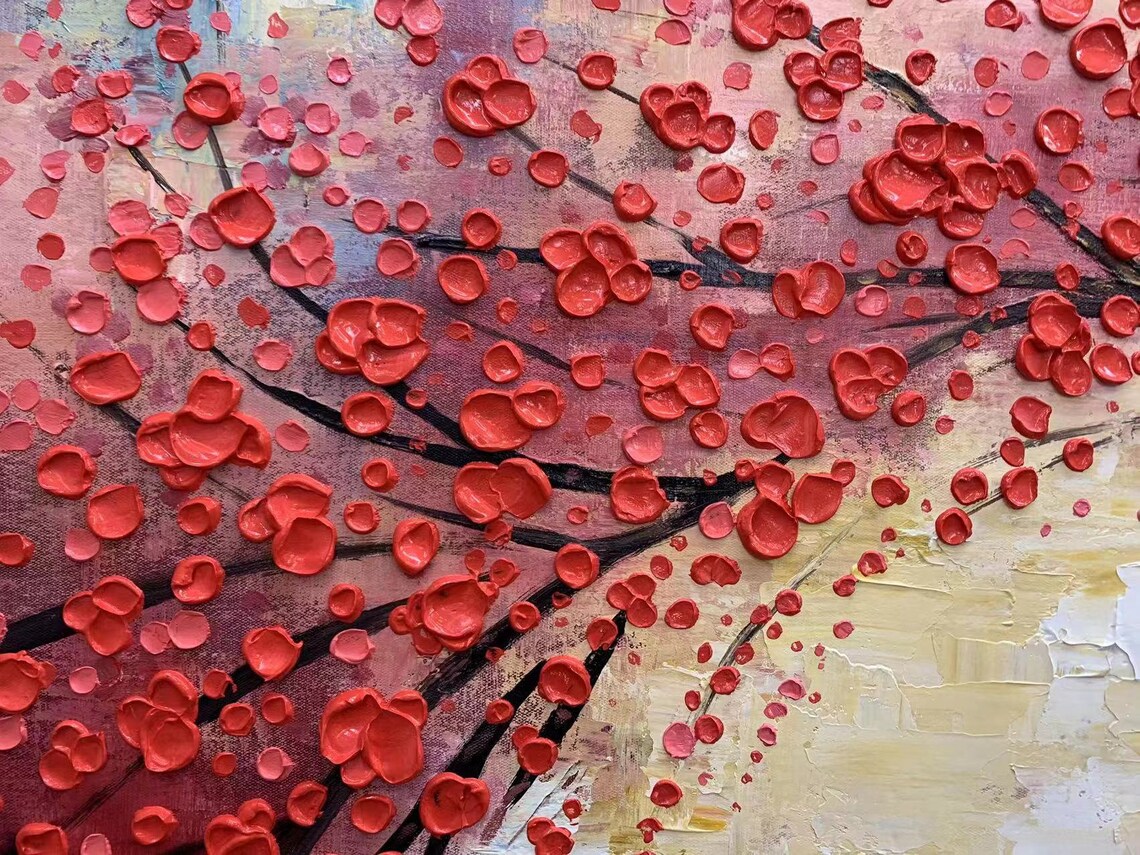 Red Tree Abstract Landscape, Modern Art Print - Image 2