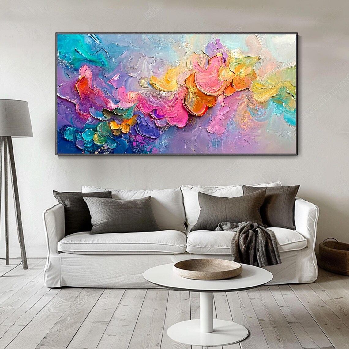 Pastel Abstract Swirling Floral Impasto Palette Knife Art Poster - Image 4