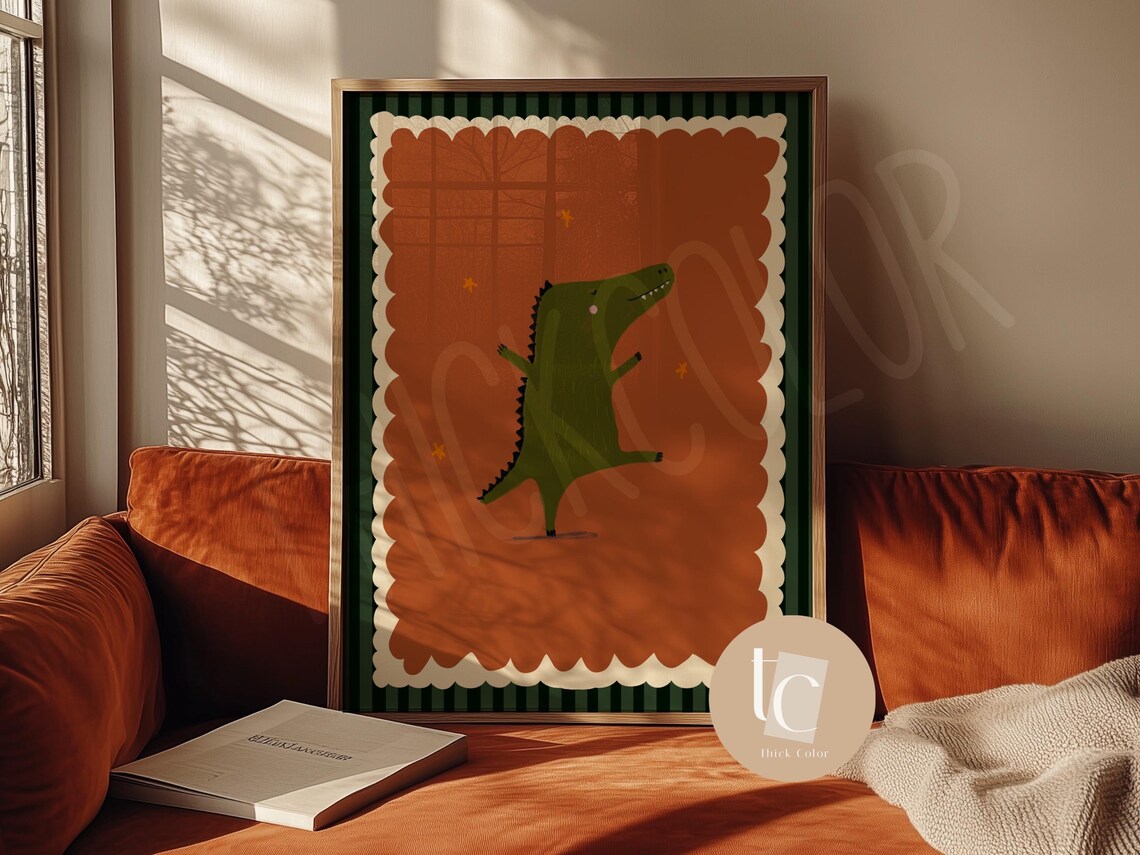 Cute Crocodile Dancing In The Stars Art Print