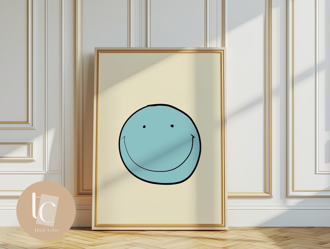 Smiley Print Art Print, Retro Nursery Decor
