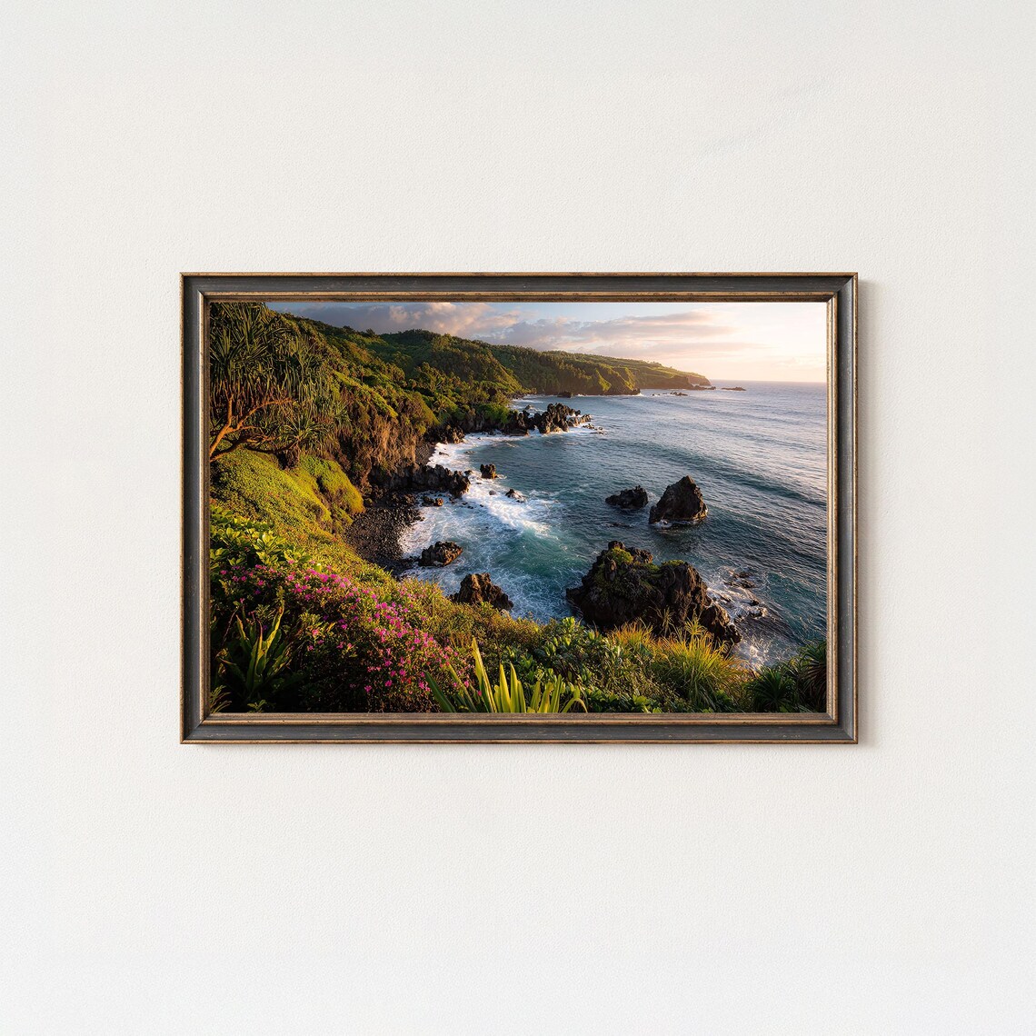 Maui Coastline Road To Hana Sunset Ocean Cliffs Hawaii Photo Poster