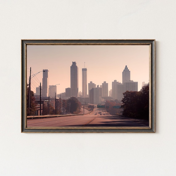 Atlanta Skyline Photography Print Warm Sunrise Jackson Street Bridge