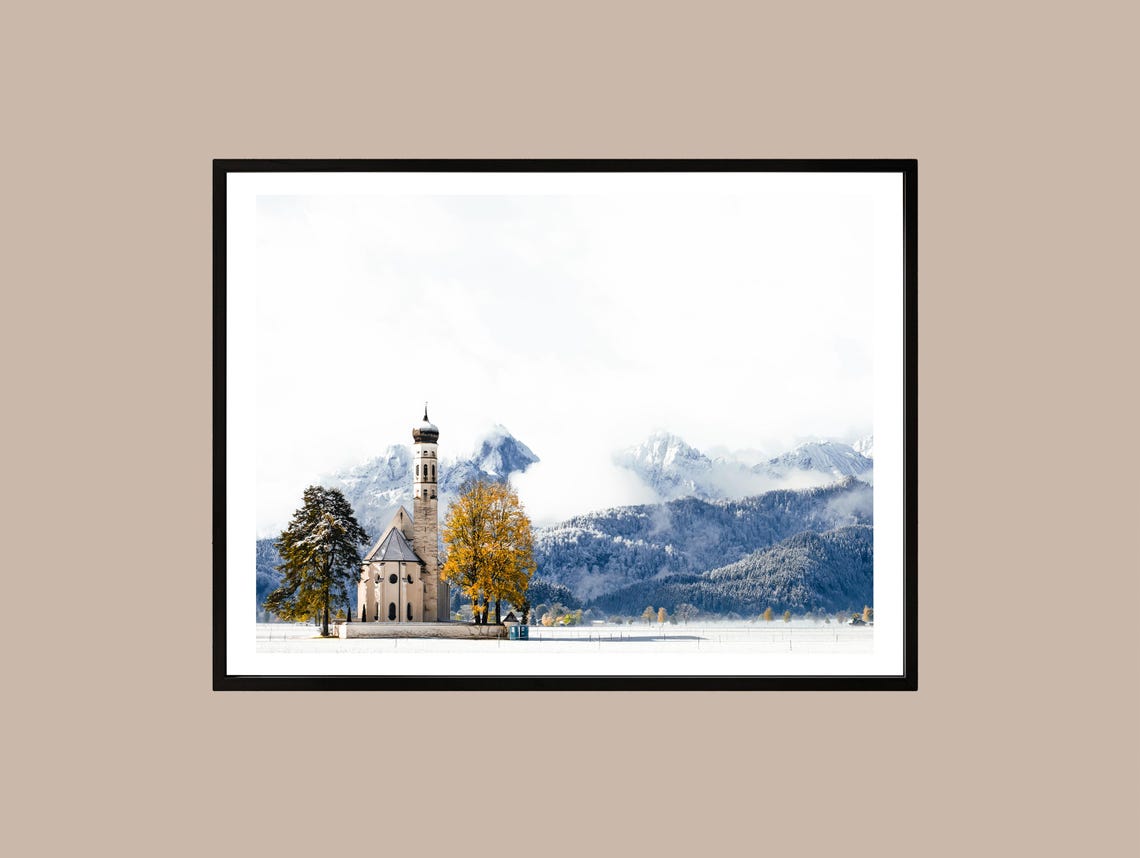 St Coloman Church In Winter Bavarian Snowy Alpine Landscape Poster