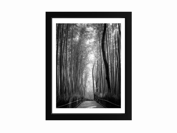 Arashiyama Bamboo Forest Print Black And White Zen Photography Kyoto Japan