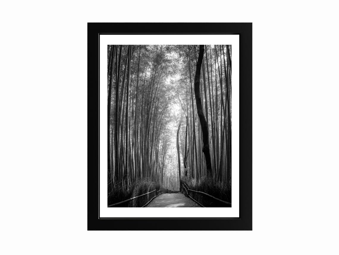 Arashiyama Bamboo Forest Print Black And White Zen Photography Kyoto Japan