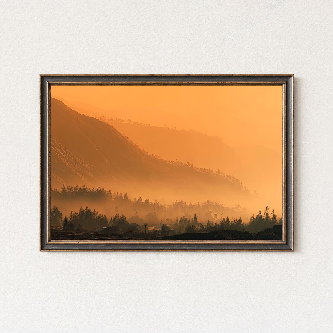 Mount Bromo Indonesia Golden Sunrise Fog Valley Photo Poster