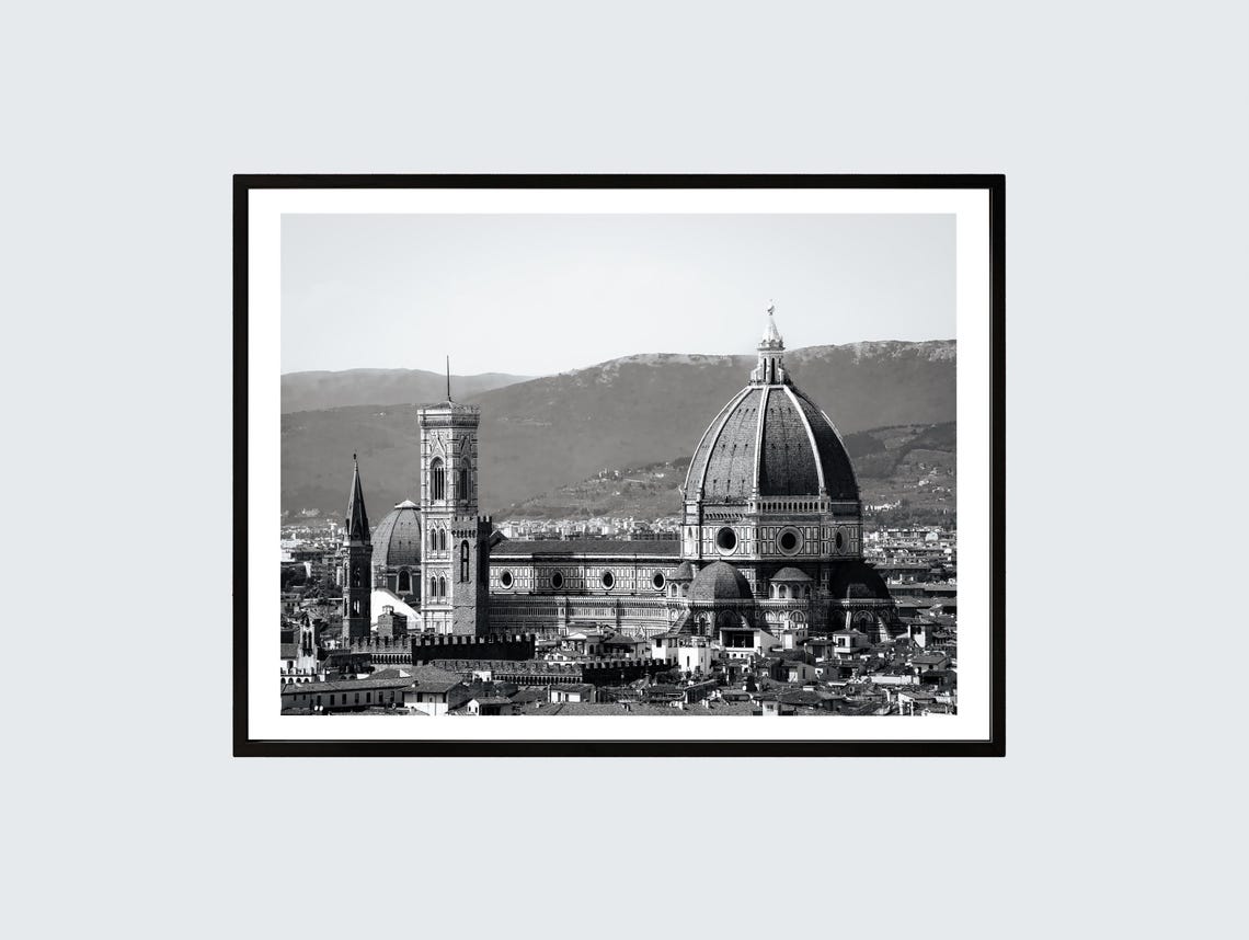 Florence Cathedral Duomo Black White Italy Photography Poster