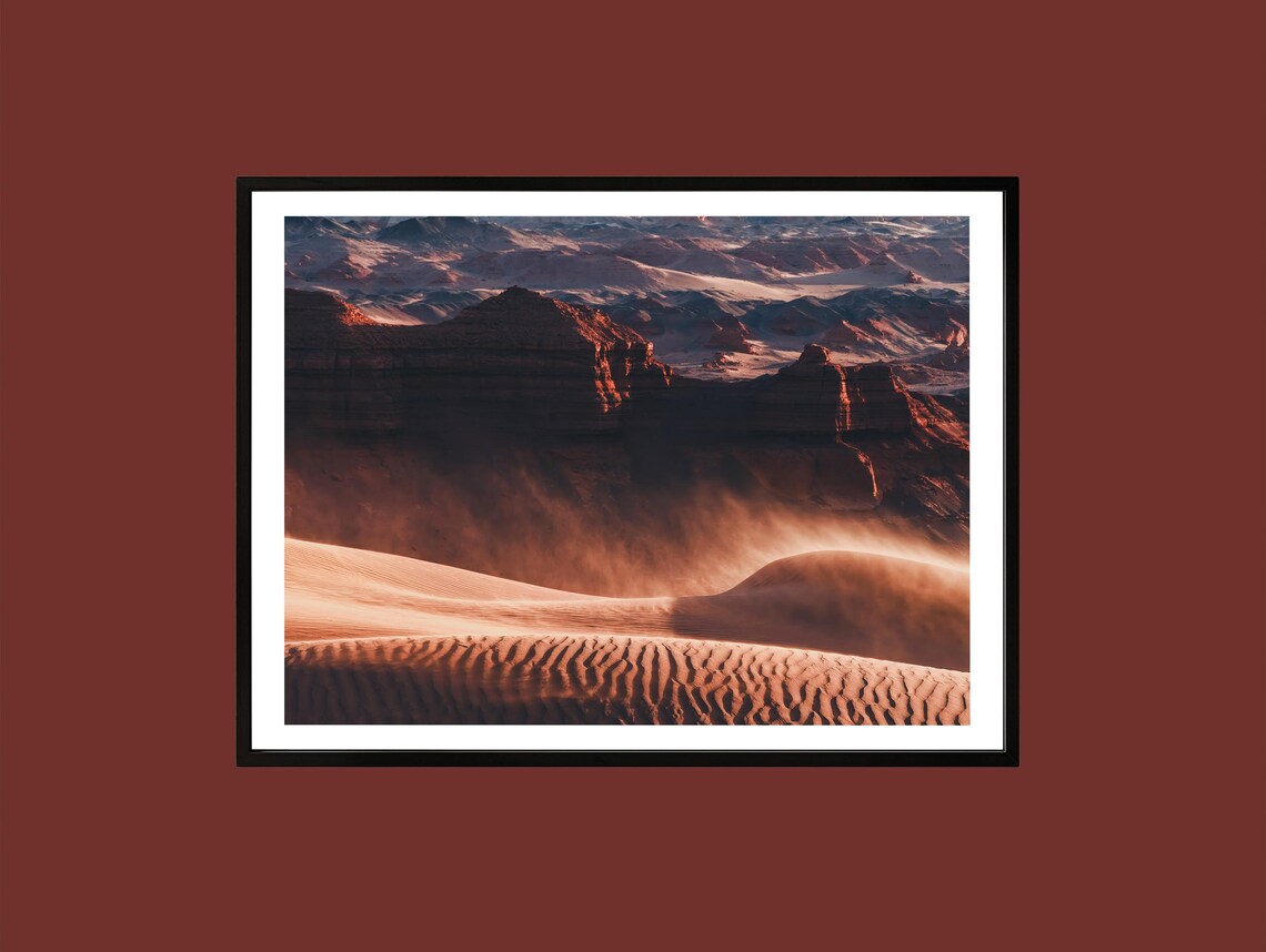 Desert Sand Dunes Canyon Sunset Landscape Photography Poster