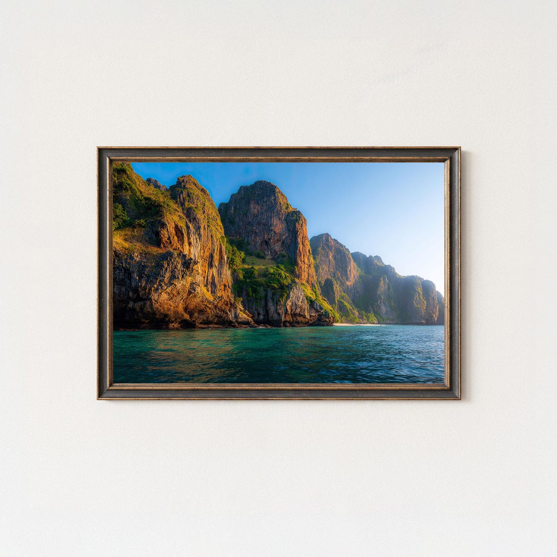 Limestone Sea Cliffs Turquoise Water Tropical Coast Scene Poster