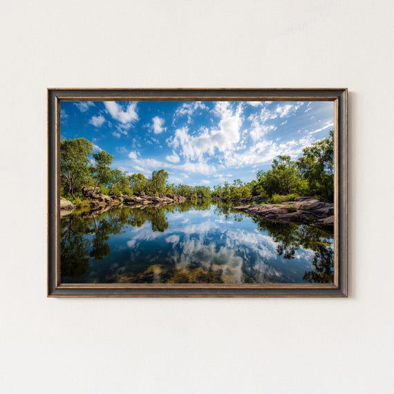 Kakadu Wetlands Print Australia Landscape Art Sky Reflection Nature Wall Decor