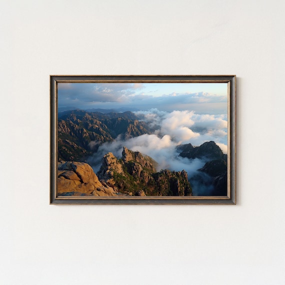 Huangshan Mountain Cloud Sea Misty Peaks Asian Landscape Travel Poster