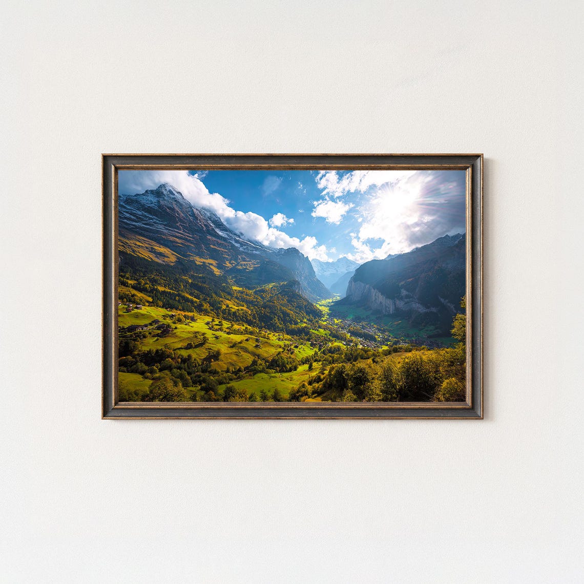 Grindelwald Valley Switzerland Green Alpine Village Sun Poster