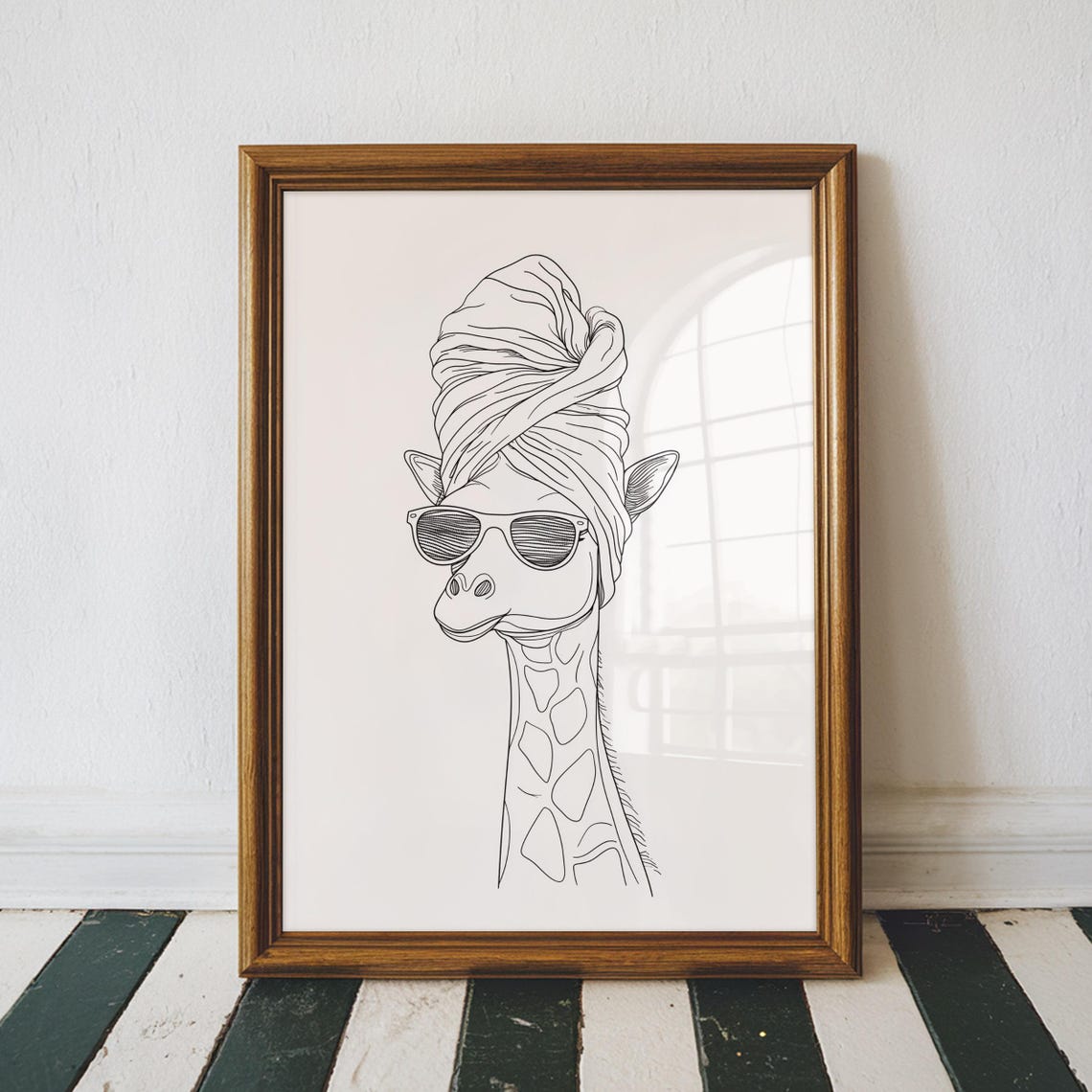 Giraffe Bathroom Wall Art With Towel Wrap Retro Print Trendy Decor New Home Gifts Animal