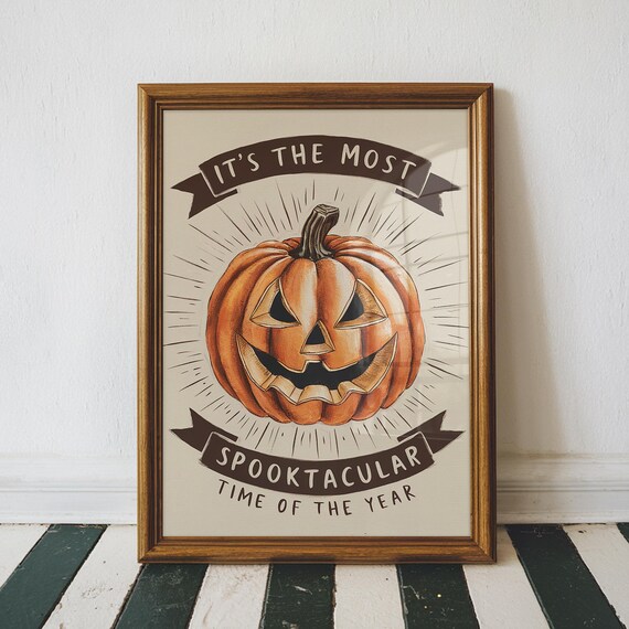 Spooktacular Time Of The Year Jack O Lantern Vintage Style Poster