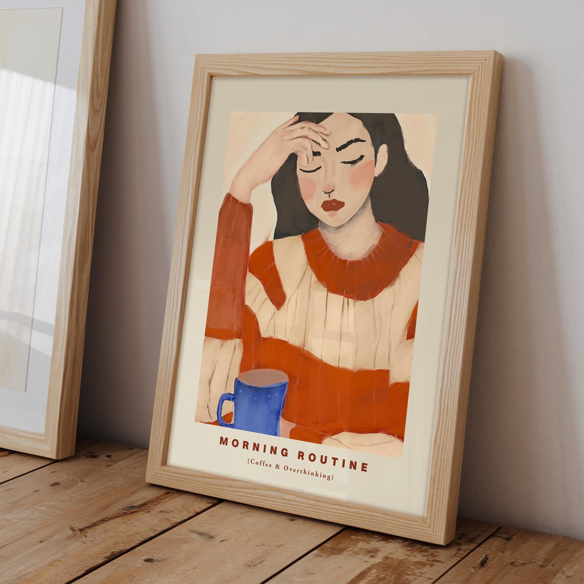 Coffee And Overthinking Kitchen Wall Art Decor Funny Gifts For Her Contemporary Romantic Home