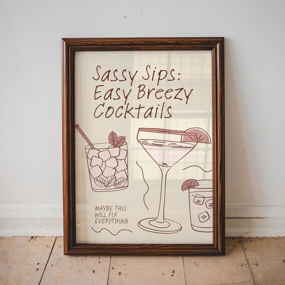 Funny Cocktail Poster For Kitchen Bar Cart Decor Home Party Wall Print Trendy Apartment