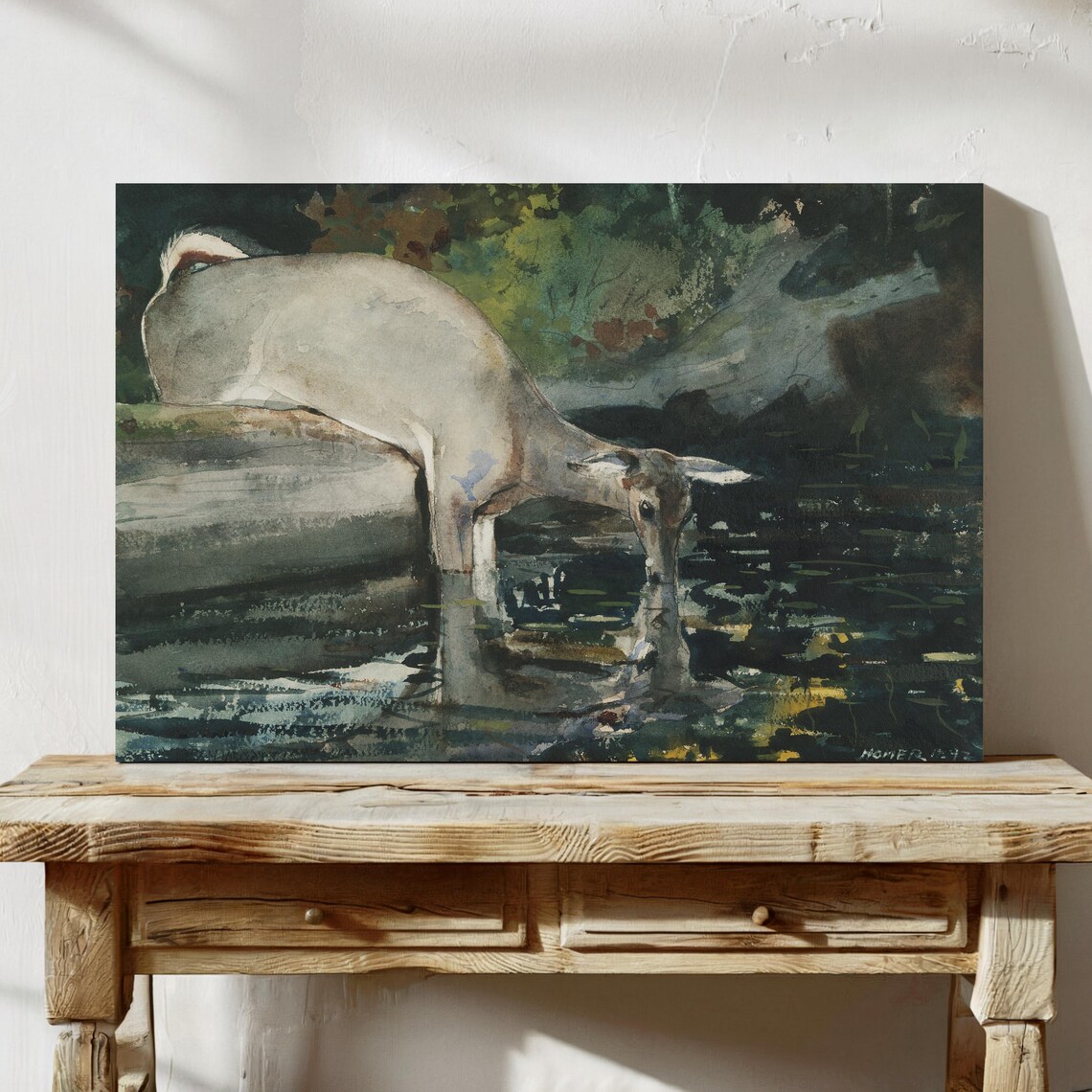 Winslow Homer Deer Drinking Watercolor 1892 Wildlife Art Poster