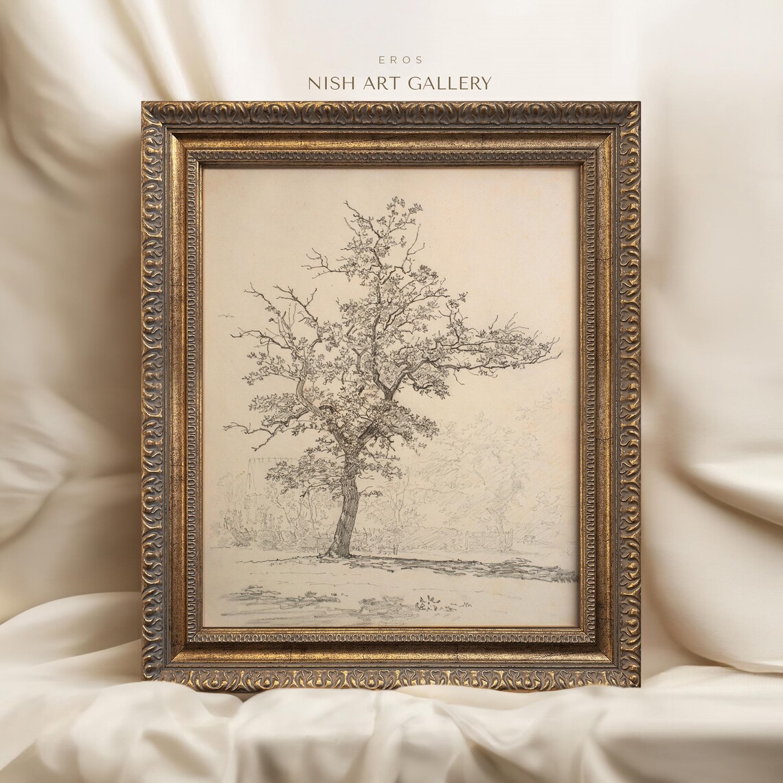 Tree Sketch Vintage Style Art Print