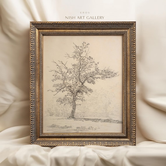 Tree Sketch Vintage Style Art Print