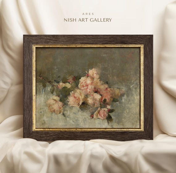 Vintage Pink Roses Botanical Art Print