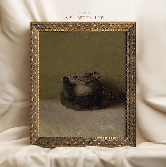 Vintage Teapot Still Life, Farmhouse Kitchen Art Print