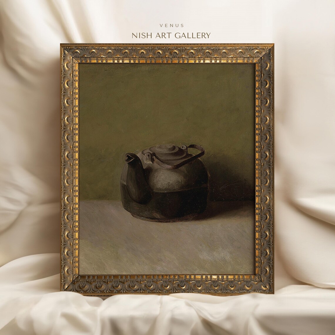 Vintage Teapot Still Life, Farmhouse Kitchen Art Print