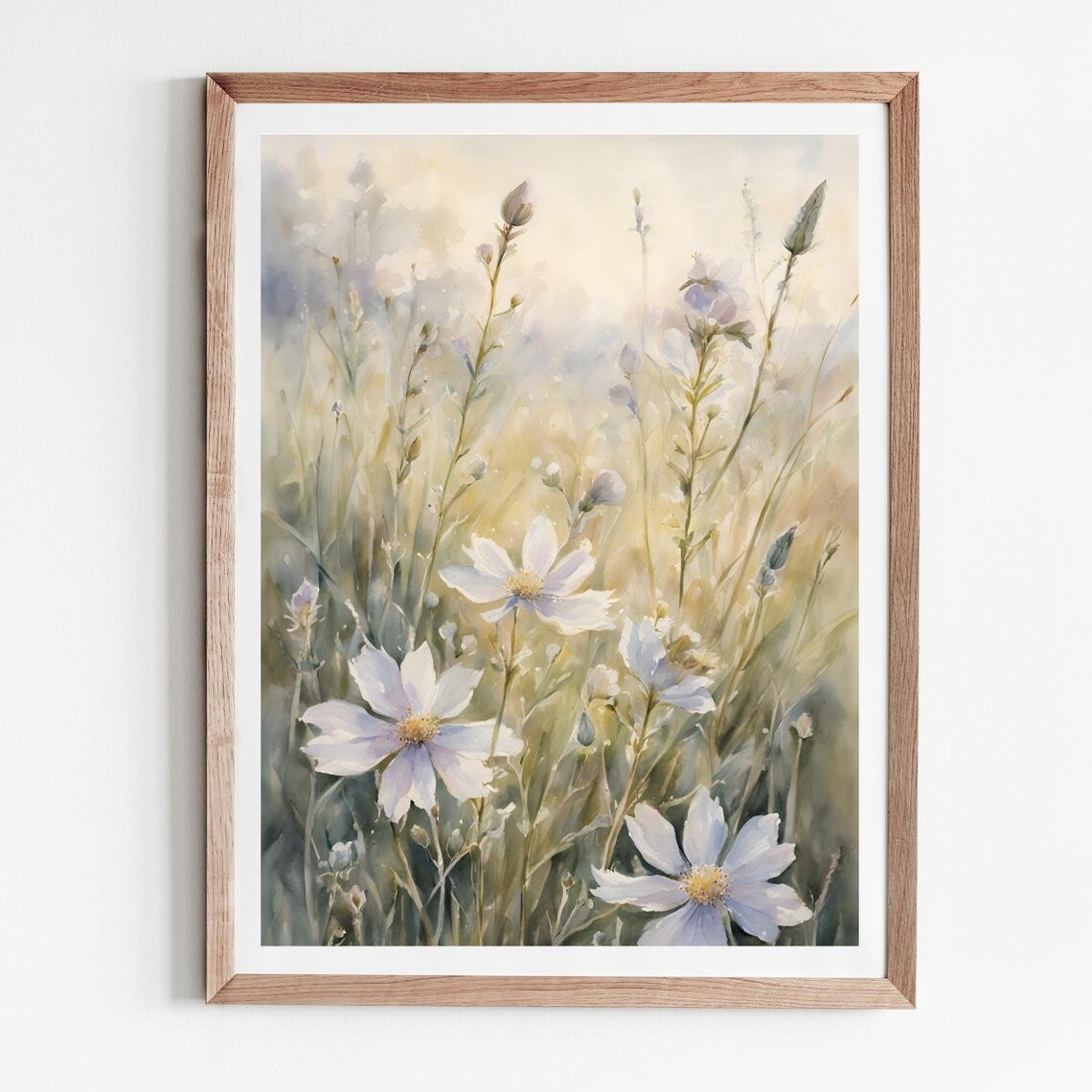 Sunrise Daisy Field Art Print, Neutral Farmhouse Meadow